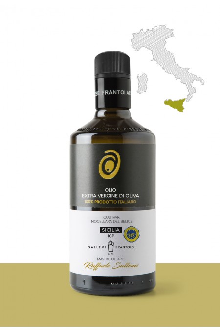 Olio extravergine di oliva  <b>“TONDA IBLEA, NOCELLARA, BIANCOLILLA”  </b> PRODUTTORE: <b>RAFFAELE SALLEMI SAS</b> REGIONE: <b>Sicilia</b>